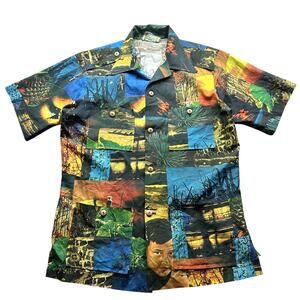 Vintage 1970 Waltah Clarke's Photography Collage Hawaiian Shirt Large AOP RARE